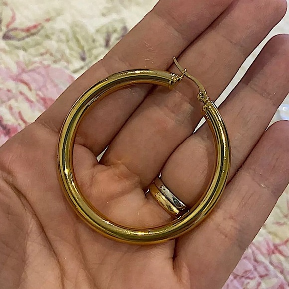 NEW GOLD 60mm HOOP EARRINGS - Picture 4 of 4